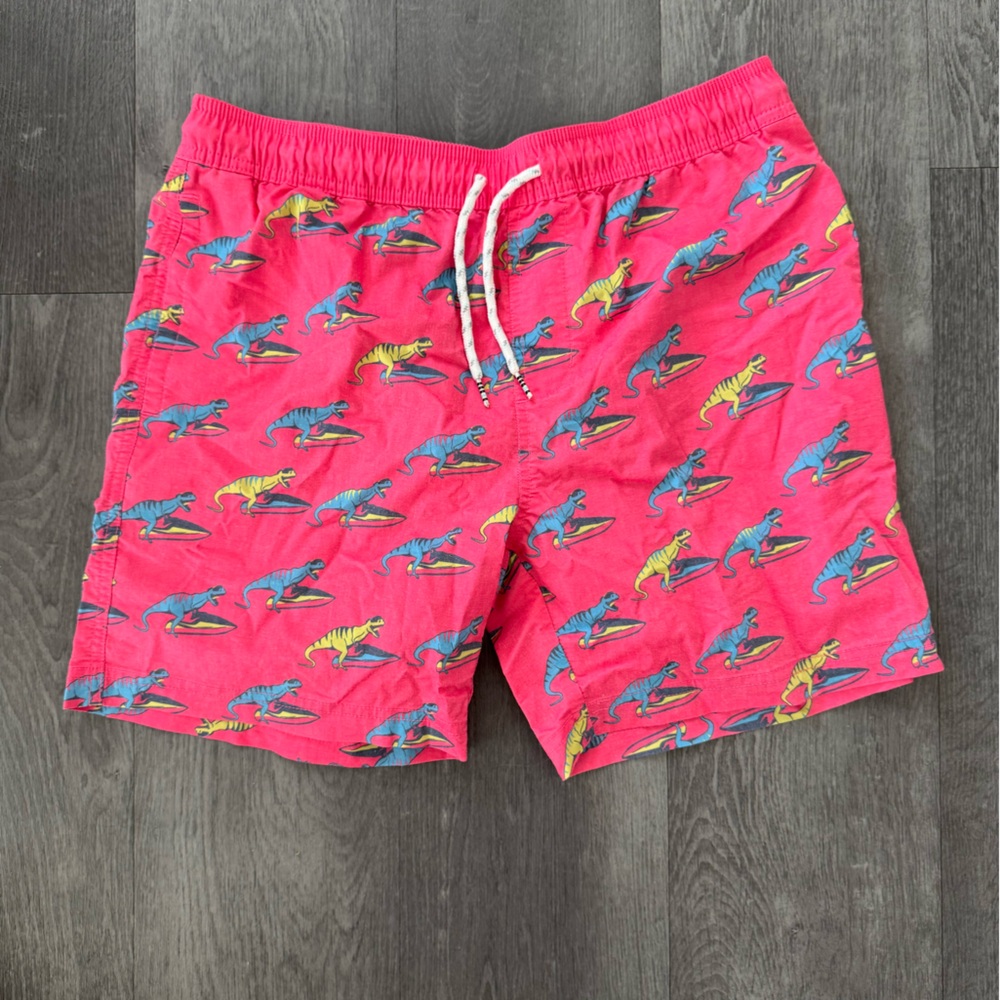 Trinity Pink Dinosaur Print Swim Trunks